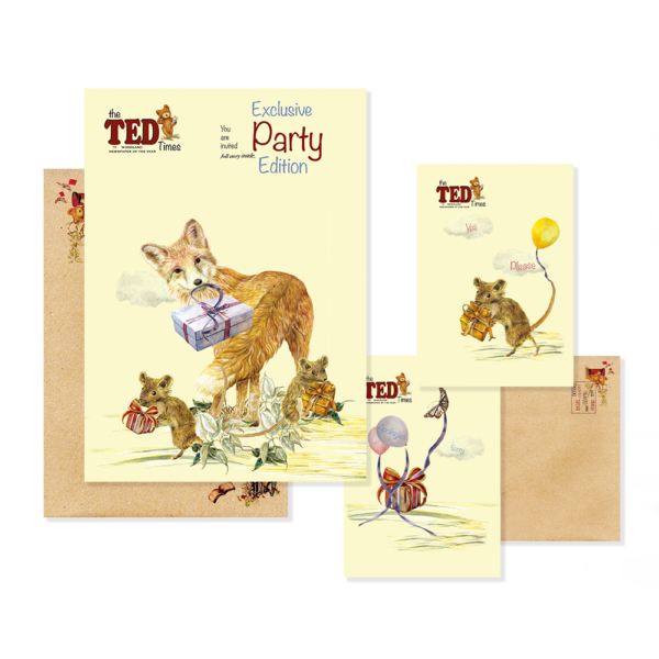 Fredick Fox - 3 - in - 1 - Card - The Ted Times - With the envelopes and the card.