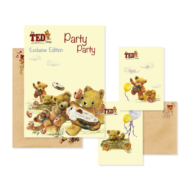 Image shows the card front of the Buns Away - 3 in 1 Card - and their Envelopes - The Ted Times